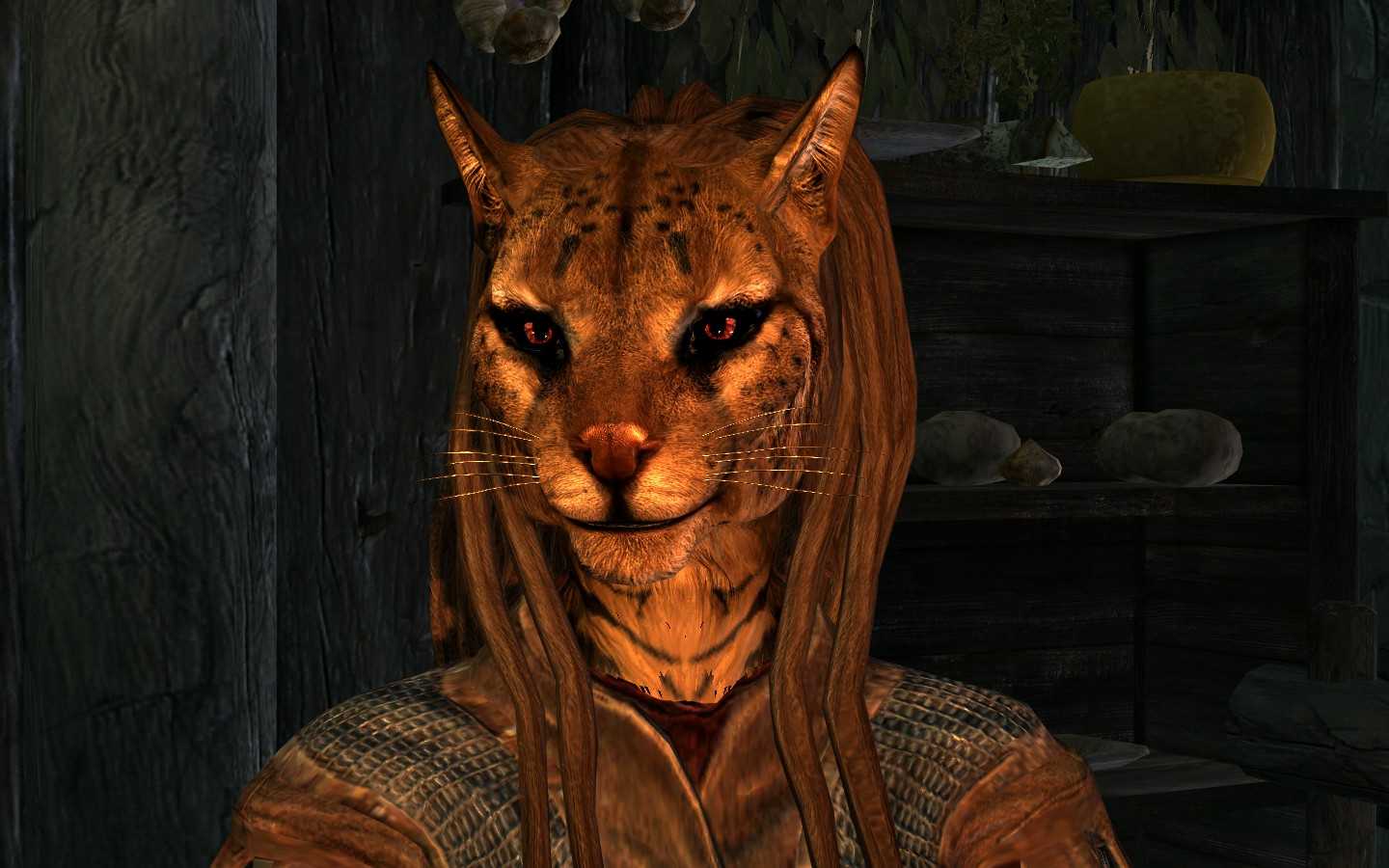Как убрать хвост у каджита в skyrim