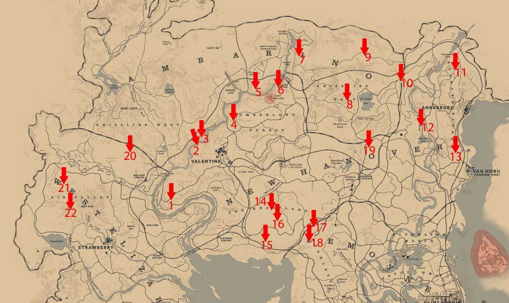 Вся карта red dead redemption